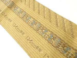 リサイクル　縞に抽象模様織出し袋帯